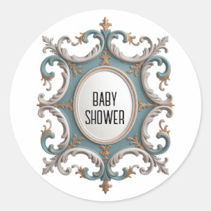 Sticker Rond Elégant baroque Baby Boy Douche