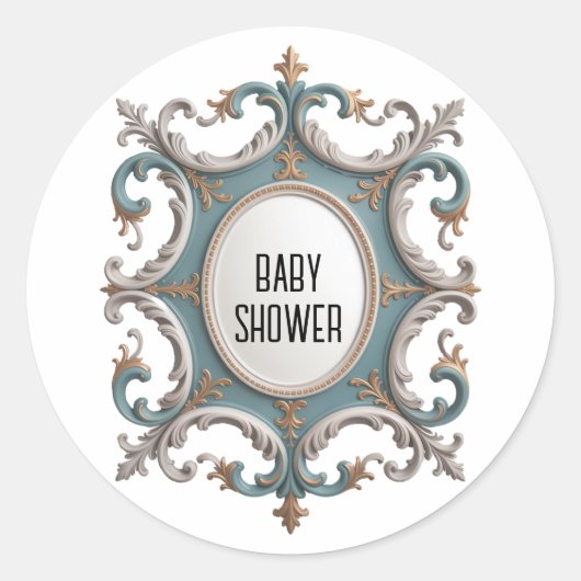 Sticker Rond Elégant baroque Baby Boy Douche (Devant)