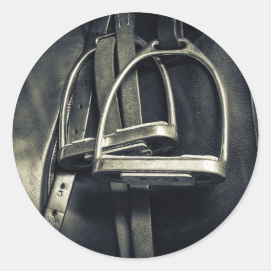 Sticker Rond Élégant bâton d'argent sur selle d'équitation angl (Devant)