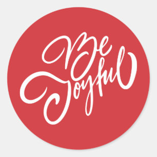 Sticker Rond Elégant Be Joyful Holiday Design
