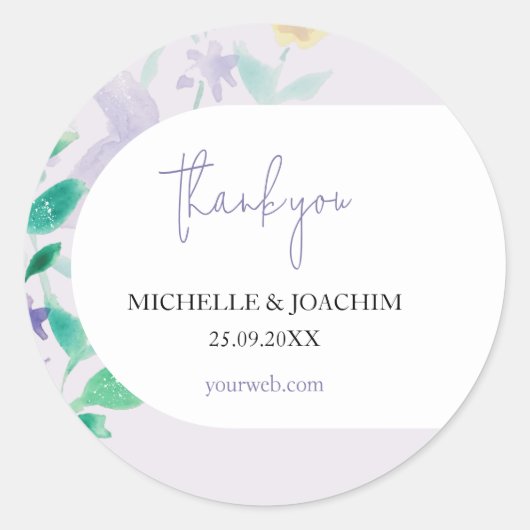Sticker Rond Elégant Beau Lilac Boho Aquarelle Florale (Devant)