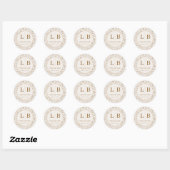 Sticker Rond Elegant Beige Botanical Floral (Feuille)