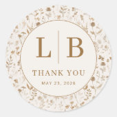 Sticker Rond Elegant Beige Botanical Floral (Devant)