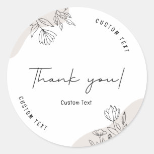 Sticker Rond Élégant Beige Custom Text Tank You