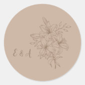 Sticker Rond Elegant Beige Floral Wedding (Devant)
