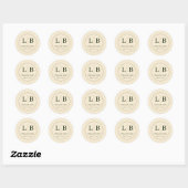 Sticker Rond Elegant Beige Minimalist Thank You (Feuille)