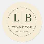 Sticker Rond Elegant Beige Minimalist Thank You (Devant)