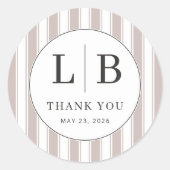 Sticker Rond Elegant Beige Thank You Circle (Devant)