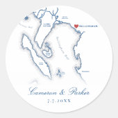 Sticker Rond Elégant Bellingham Washington Carte Mariage Favor (Devant)