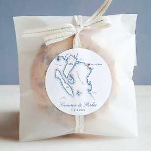 Sticker Rond Elégant Bellingham Washington Carte Mariage Favor