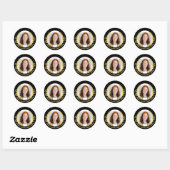 Sticker Rond Élégant Black and Gold Laurel Wreath Hombute Photo (Feuille)