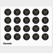 Sticker Rond Elegant Black Gold 50th Birthday Party (Feuille)