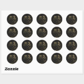 Sticker Rond Elégant Black Gold Custom 60e anniversaire N'impor (Feuille)
