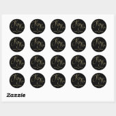 Sticker Rond Elégant Black Gold dire avec nom personnalisable (Feuille)