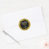 Sticker Rond Elegant BLACK Gold Glitter Ramadan  (Enveloppe)