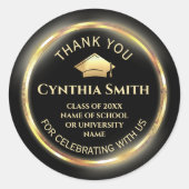 Sticker Rond Elegant Black & Gold Graduation  (Devant)