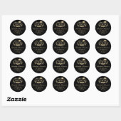 Sticker Rond Élégant Black Gold Graduation Adresse de retour (Feuille)