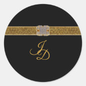 Sticker Rond Élégant Black Gold Parties scintillant Mariage Bro (Devant)