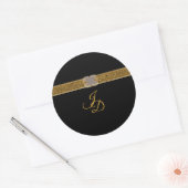 Sticker Rond Élégant Black Gold Parties scintillant Mariage Bro (Enveloppe)