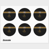 Sticker Rond Élégant Black Gold Parties scintillant Mariage Bro (Feuille)