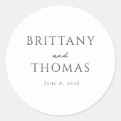 Sticker Rond Elegant Black Minimalist Calligraphy (Devant)