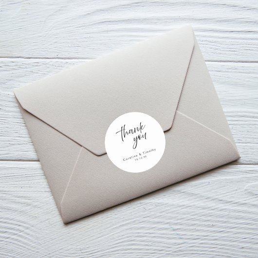 Sticker Rond Elegant Black Tie Wedding Favor & Envelope Seal