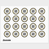 Sticker Rond Elégant Black White Gold Scan QR Code (Feuille)