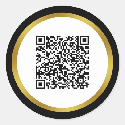 Sticker Rond Elégant Black White Gold Scan QR Code (Devant)