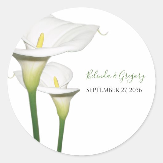 Sticker Rond Elégant blanc Calla Lilies Mariage (Devant)