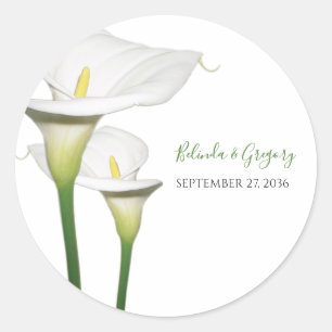 Sticker Rond Elégant blanc Calla Lilies Mariage