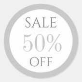 Sticker Rond Élégant blanc et gris magasin promotion vente auto (Devant)