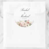 Sticker Rond Élégant, blanc, pâté, fleur (Sac)