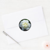 Sticker Rond Elégant blanc peony floral blanc photo (Enveloppe)