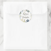Sticker Rond Elégant bleu Aquarelle Enveloppe Fleur Sceau Favor (Sac)