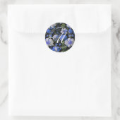 Sticker Rond Elégant bleu argenté blanc élégant floral rétro (Sac)