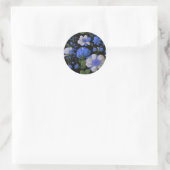 Sticker Rond Elégant bleu argenté blanc élégant floral rétro (Sac)