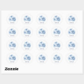 Sticker Rond Elégant bleu azur aquarelle mariage (Feuille)