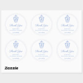 Sticker Rond Elégant bleu blanc Wedding shower Merci Favor (Feuille)