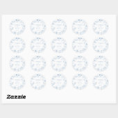 Sticker Rond Elégant bleu bleu classique Mariage floral (Feuille)