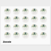 Sticker Rond Elegant Bleu Bleu Vert Succulent Adresse de rempli (Feuille)