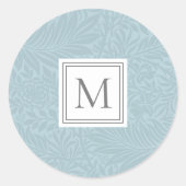 Sticker Rond Élégant bleu clair Floral Monogramme botanique (Devant)