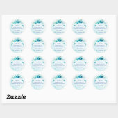 Sticker Rond Élégant Bleu Fleur Graduation Customisée (Feuille)