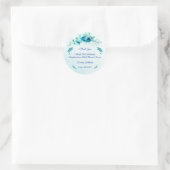 Sticker Rond Élégant Bleu Fleur Graduation Customisée (Sac)