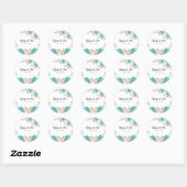 Sticker Rond Elégant Bleu Fleurs Blanches Mariage Romantique (Feuille)