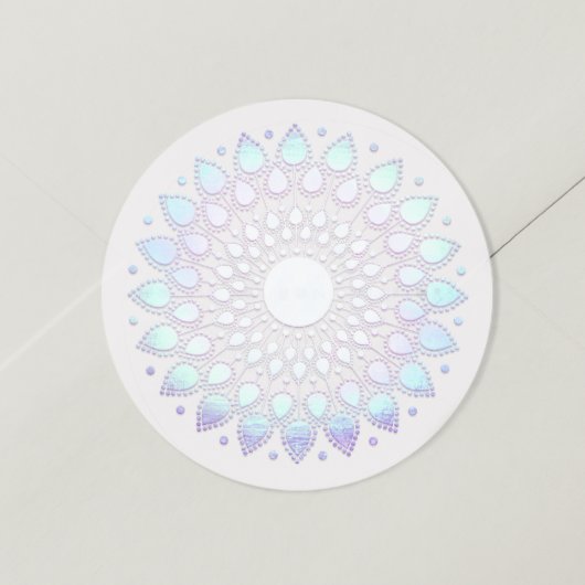 Sticker Rond Elégant bleu floral Lotus Mandala