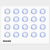 Sticker Rond Elégant bleu Hydrangea Aquarelle Floral Mariage (Feuille)