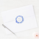 Sticker Rond Elégant bleu Hydrangea Aquarelle Floral Mariage (Enveloppe)