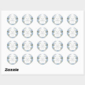 Sticker Rond Elégant bleu Hydrangea Roses blanches Mariage flor (Feuille)