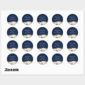 Sticker Rond Elégant bleu marine et fleurs rousses mariage (Feuille)
