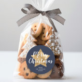 Sticker Rond Elégant bleu marine Star Joyeux Noël